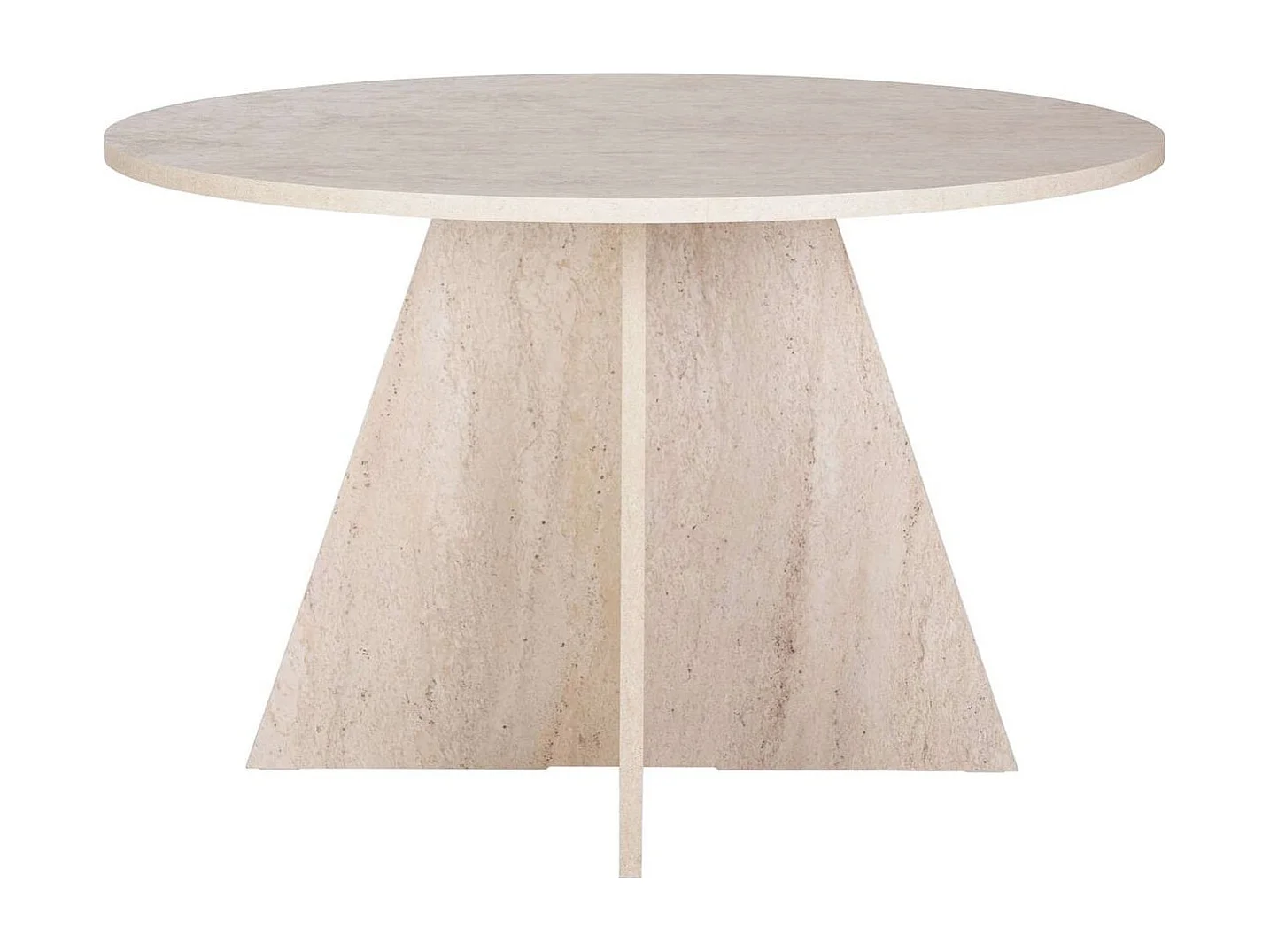 Table à manger ronde effet travertin 5 à 6 pers. Ø120 cm - Norae