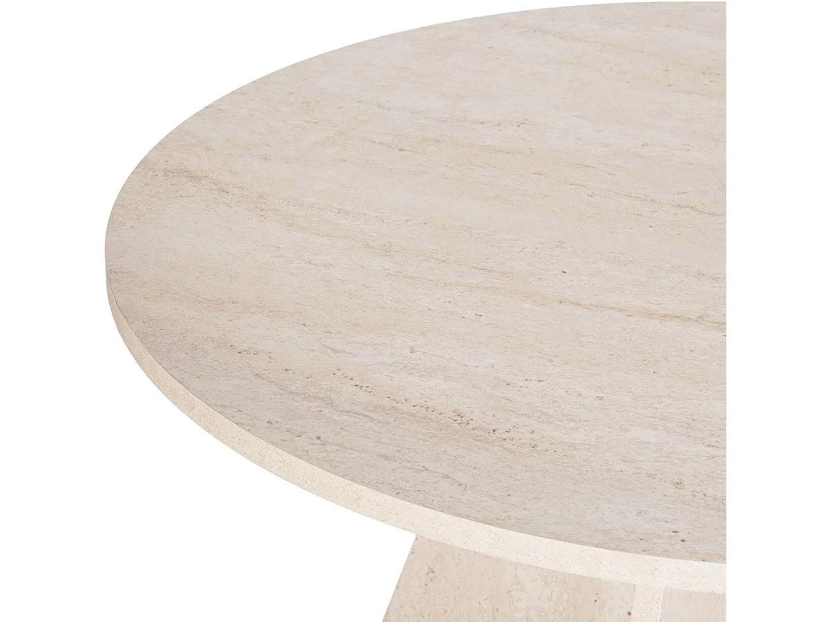 Table à manger ronde effet travertin 5 à 6 pers. Ø120 cm - Norae