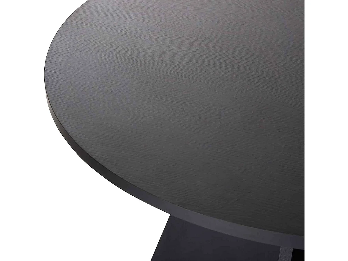 Table à manger ronde effet bois noir 5 à 6 pers. Ø120 cm - Norae