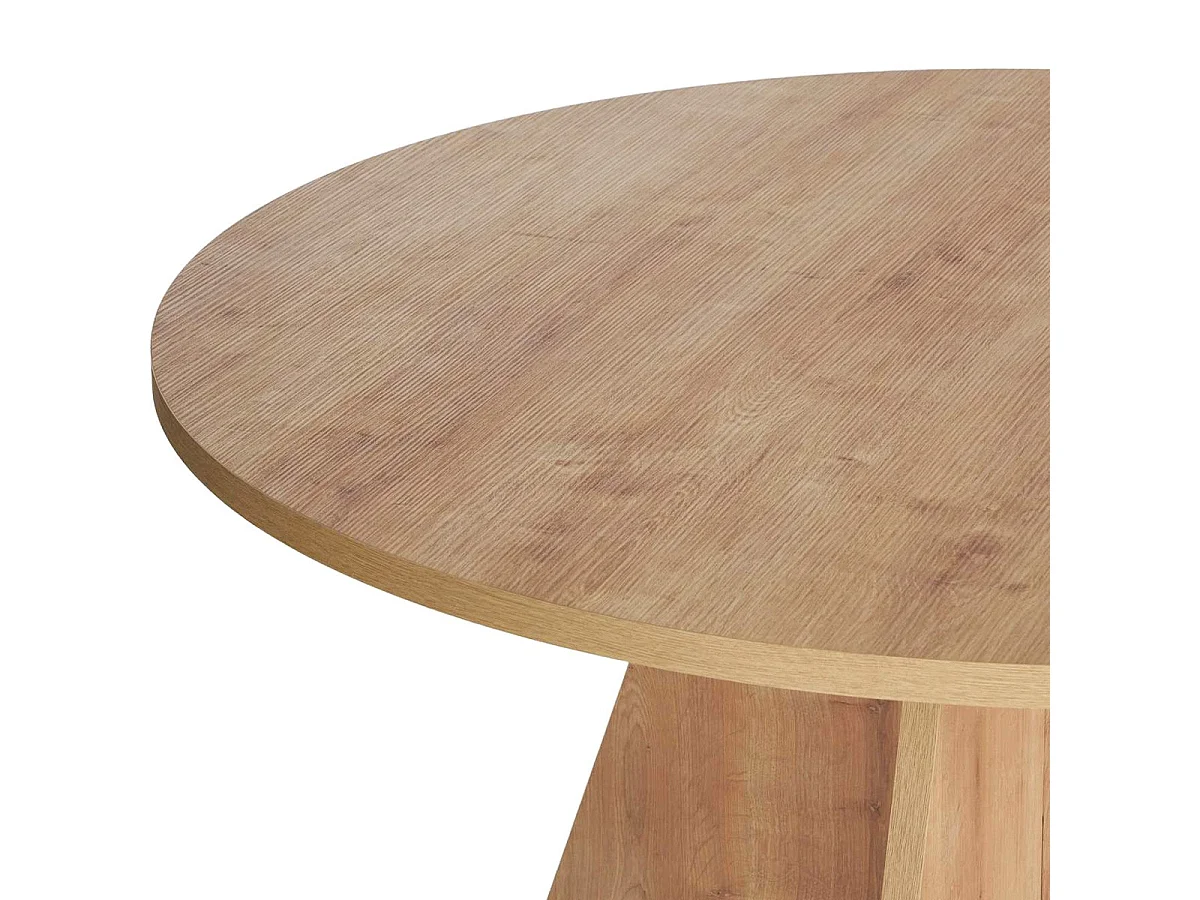Table à manger ronde effet Chêne 5 à 6 pers. Ø120 cm - Norae