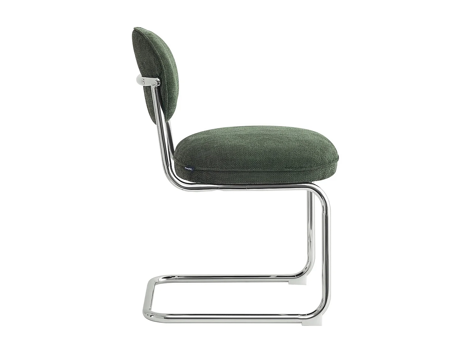 Lot de 2 chaises de salle à manger en tissu chenille vert, piètement chromé - Lou