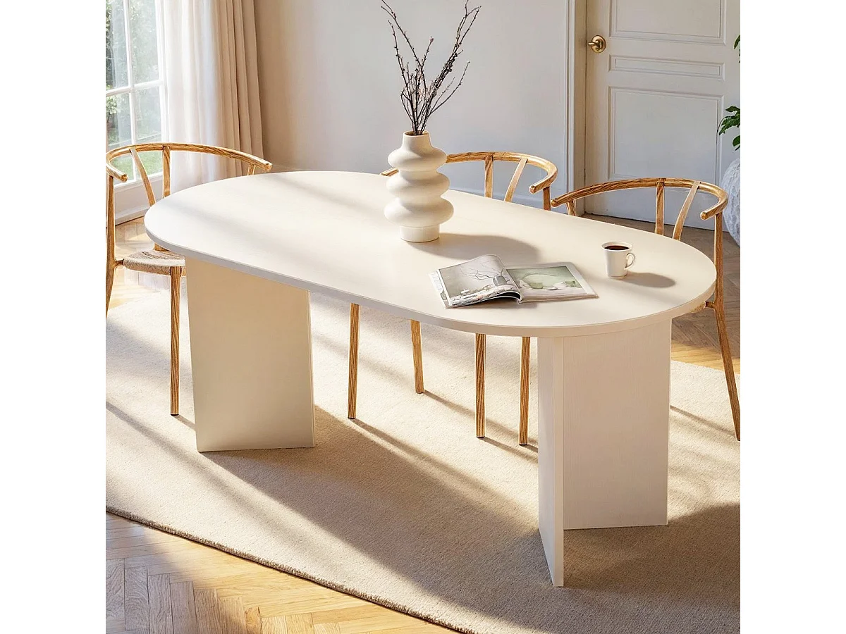 Table à manger ovale blanche 8 pers. 180 cm - Suna