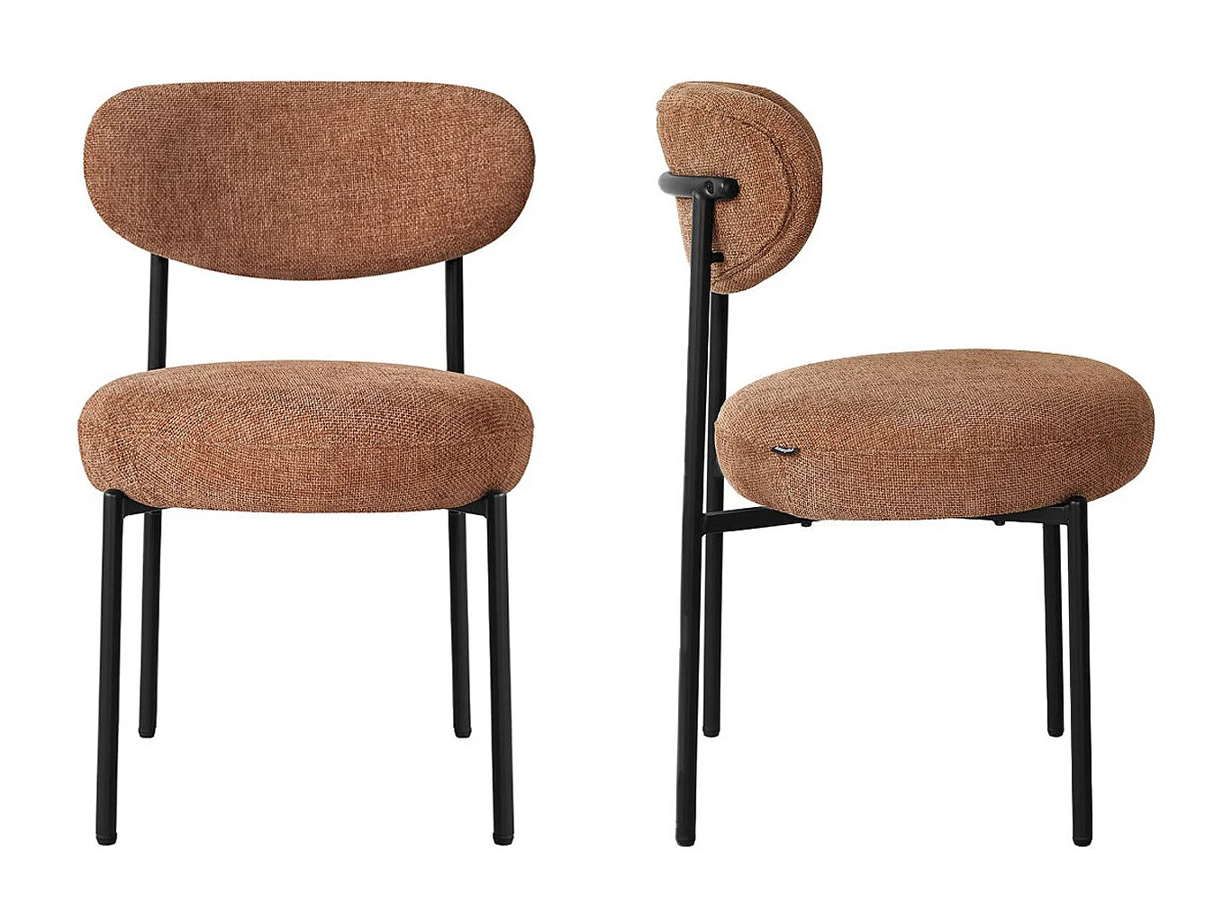 Lot de 2 chaises de salle à manger en tissu chenille terracotta - Orla