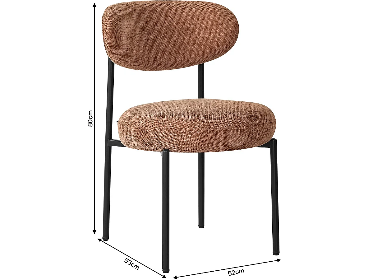 Lot de 2 chaises de salle à manger en tissu chenille terracotta - Orla