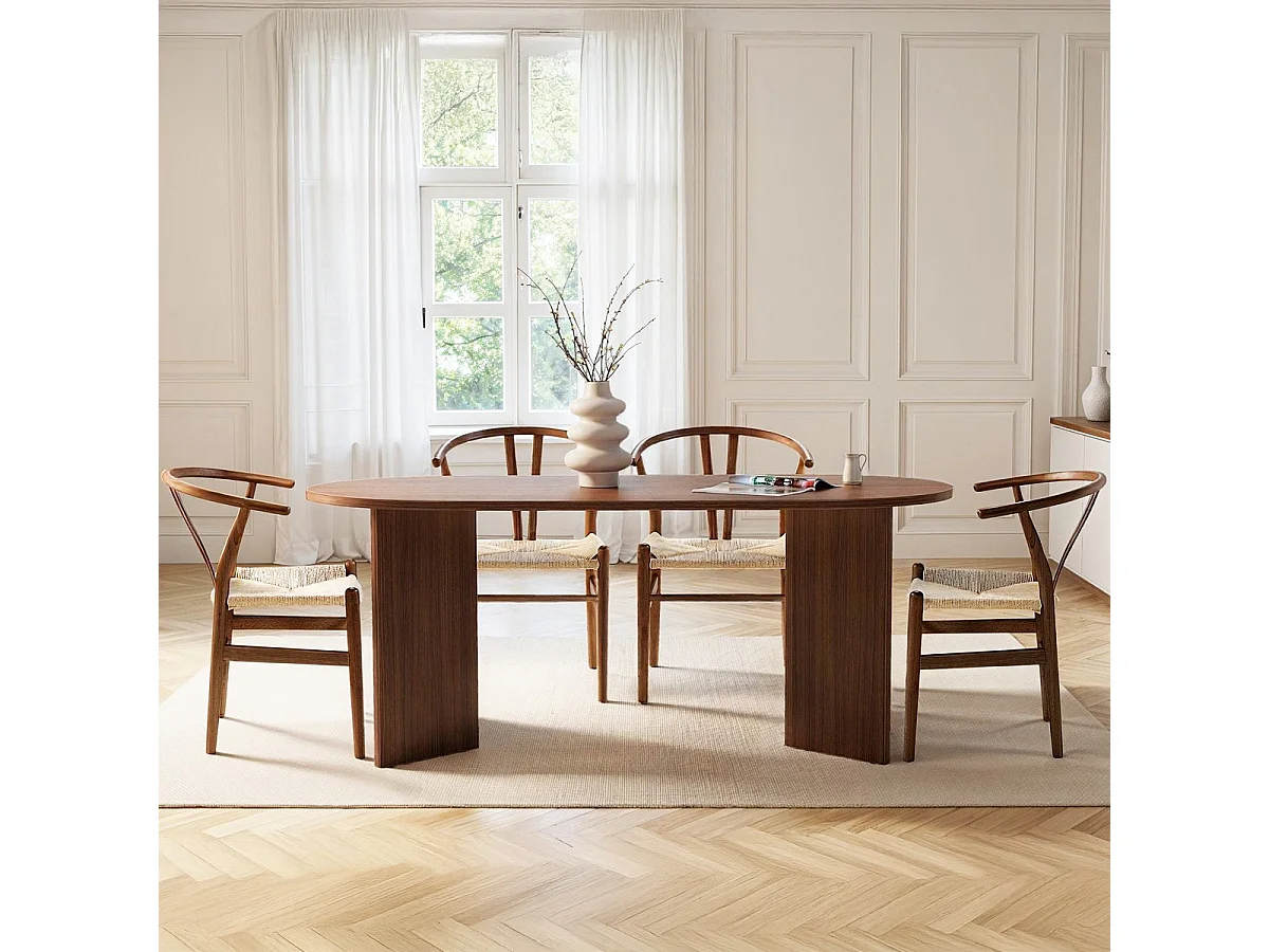 Table à manger ovale effet Noyer 8 pers. 180 cm - Suna