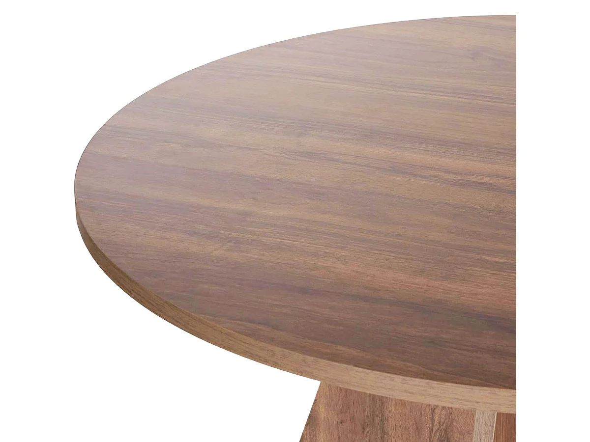 Table à manger ronde effet Noyer 5 à 6 pers. Ø120 cm - Norae
