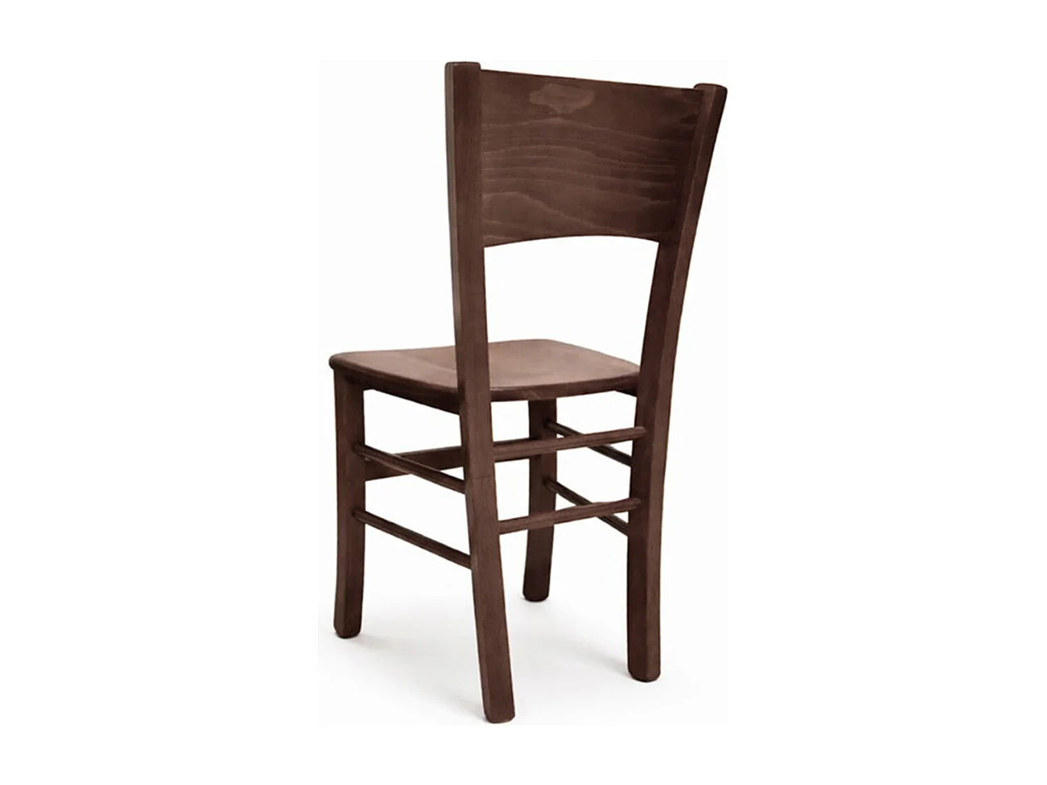 Sillas de comedor Lucy, juego de 2, en madera de nogal oscuro con asiento de madera maciza.