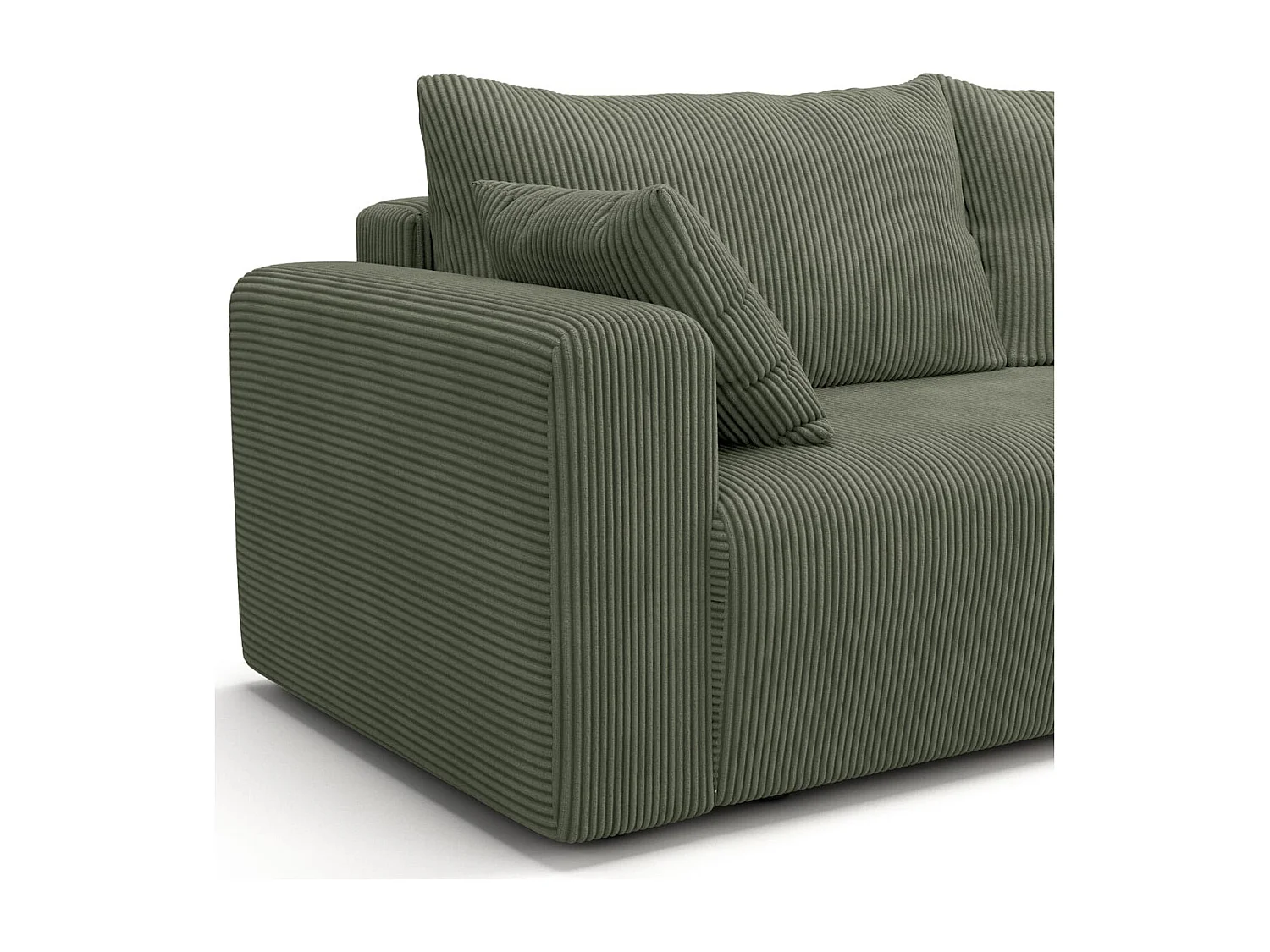 Canapé convertible 3 places en velours côtelé vert kaki - Fjord