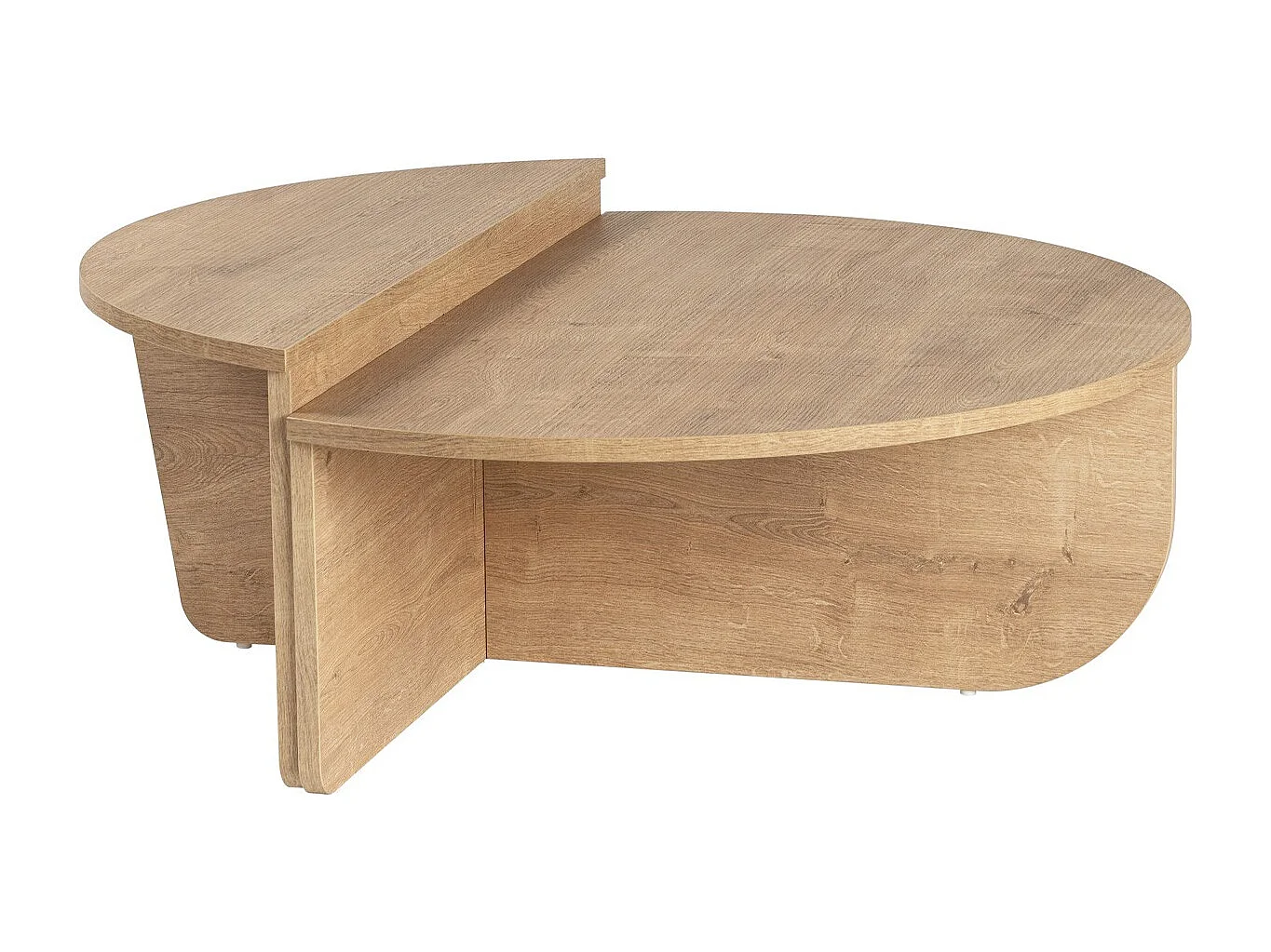 Table basse modulable ronde effet Chêne clair Ø90 cm - Selma