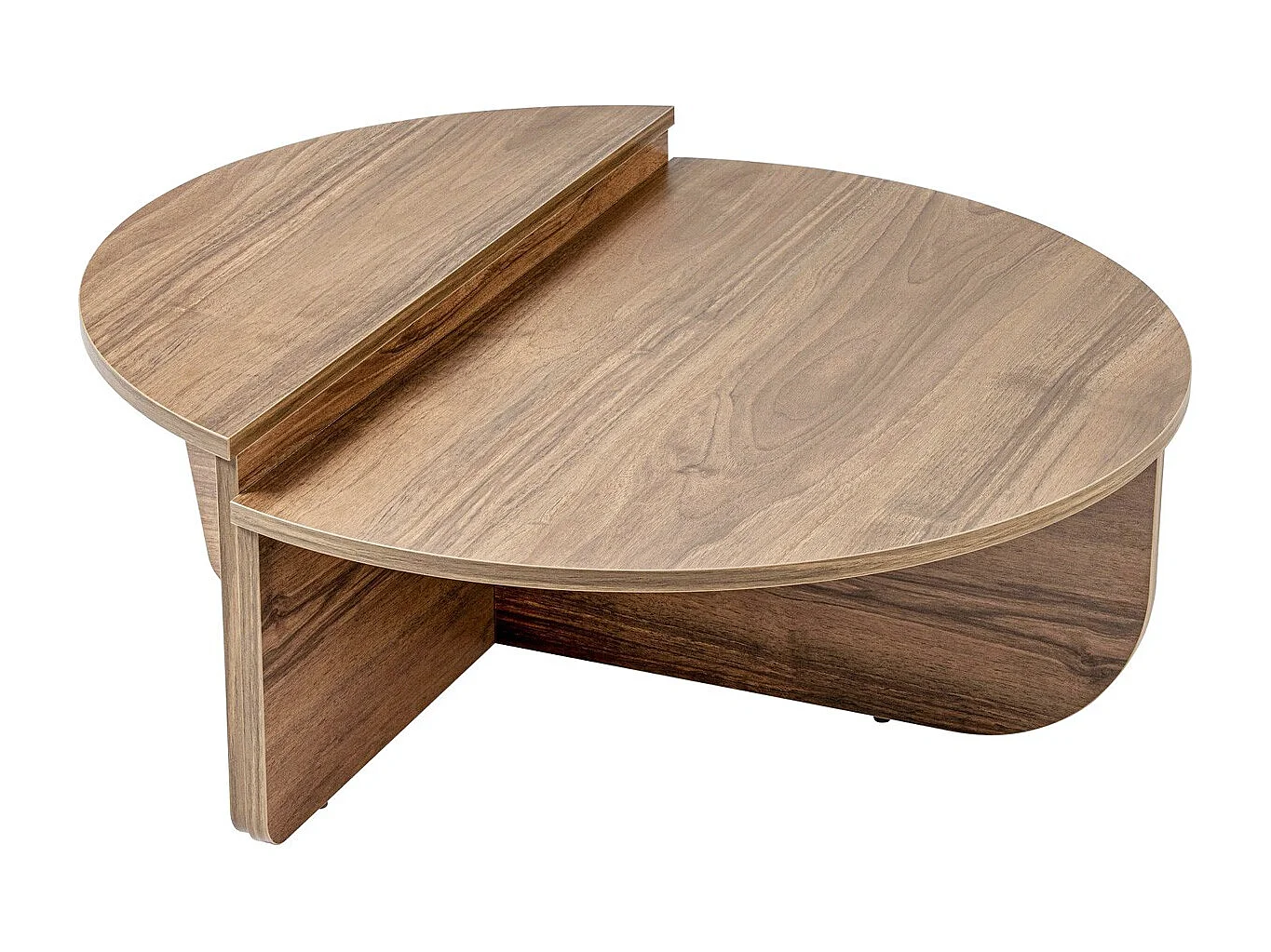 Table basse modulable ronde effet Noyer Ø90 cm - Selma