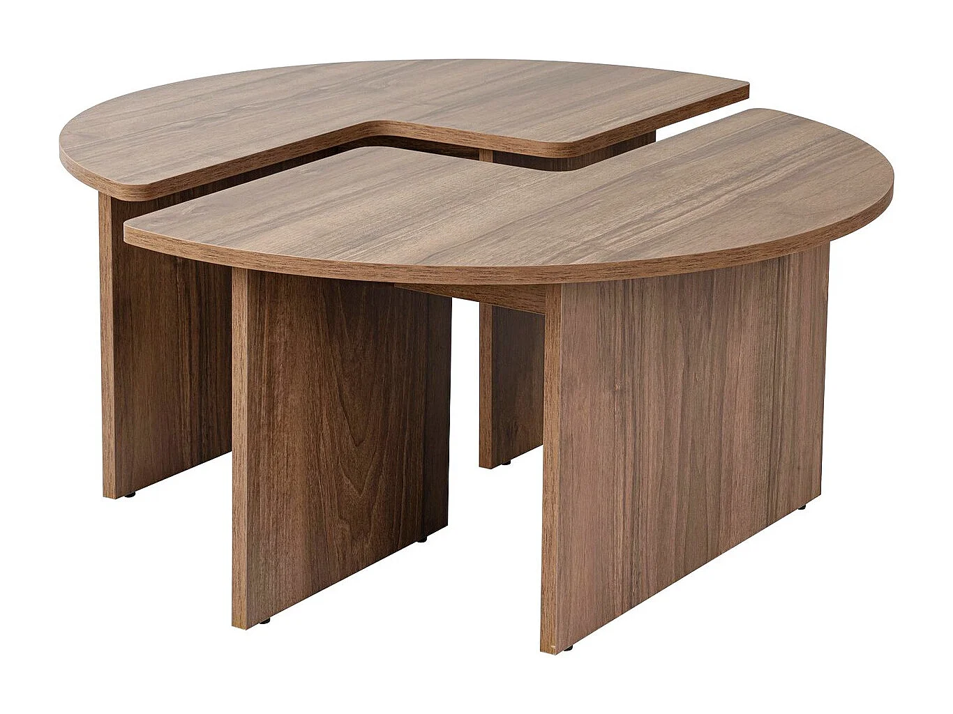 Table basse ronde modulable effet Noyer Ø90 cm - Alora