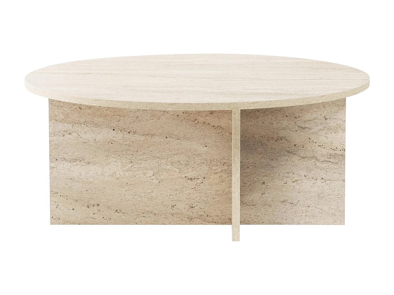 Table basse ronde effet Travertin Ø90 cm - Zelis