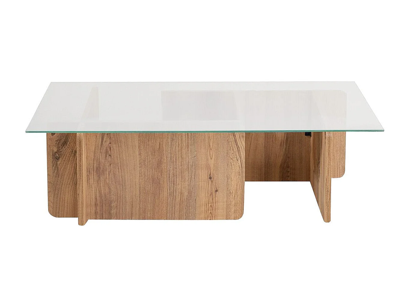 Table basse rectangulaire effet Bois et verre 105 cm - Naelis