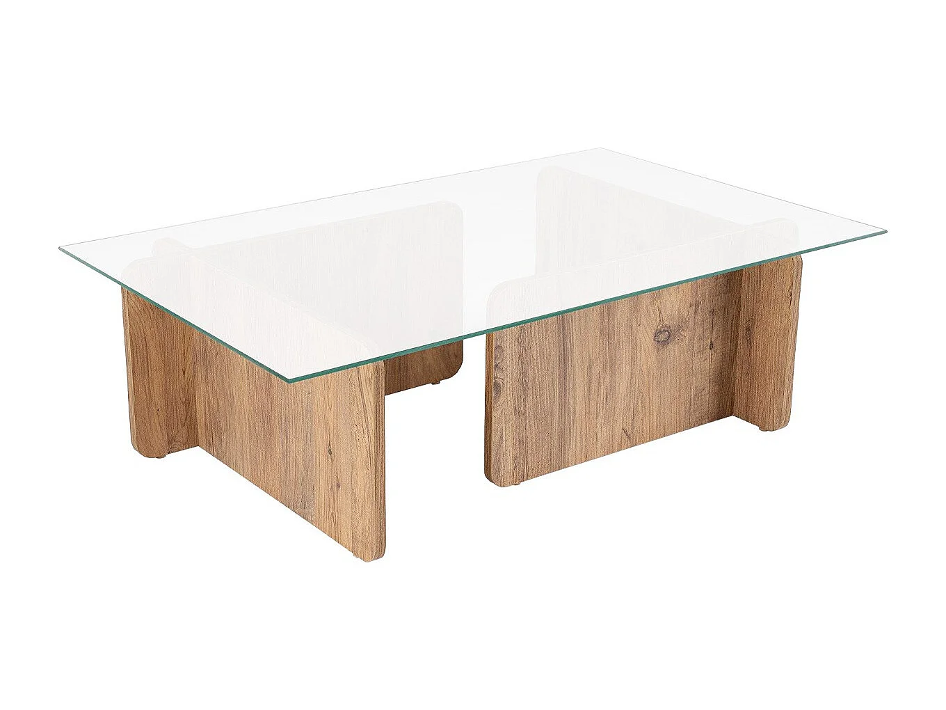 Table basse rectangulaire effet Bois et verre 105 cm - Naelis
