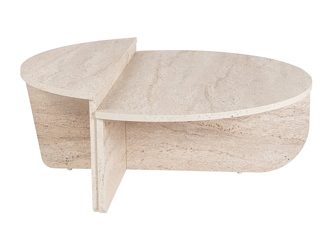 Table basse modulable ronde effet Travertin Ø90 cm - Selma