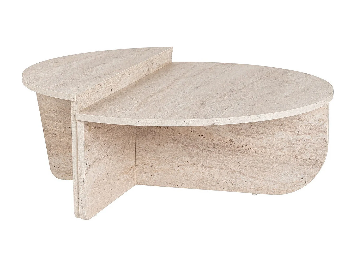 Table basse modulable ronde effet Travertin Ø90 cm - Selma