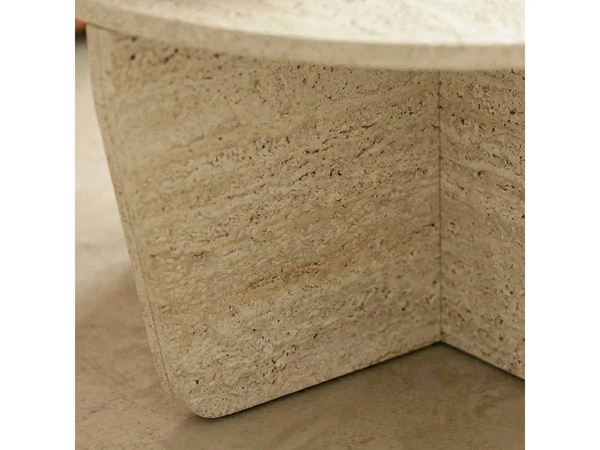 Table basse modulable ronde effet Travertin Ø90 cm - Selma