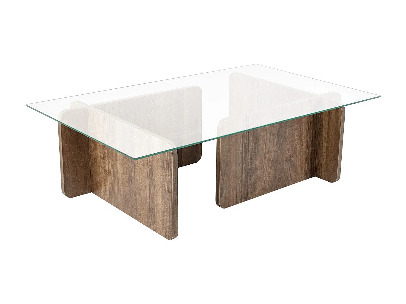 Table basse rectangulaire effet Noyer et verre 105 cm - Naelis