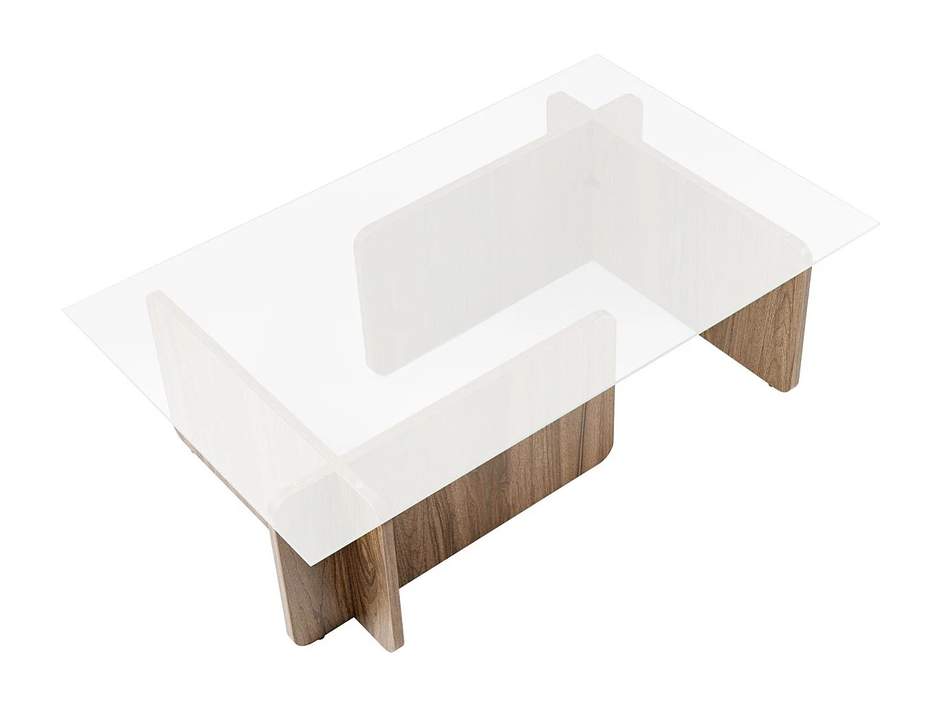 Table basse rectangulaire effet Noyer et verre 105 cm - Naelis