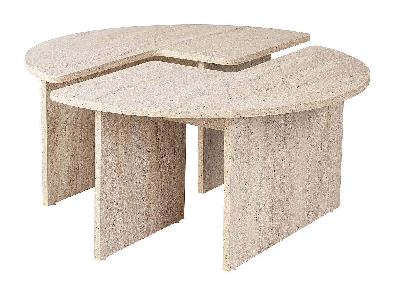 Table basse ronde modulable effet Travertin Ø90 cm - Alora