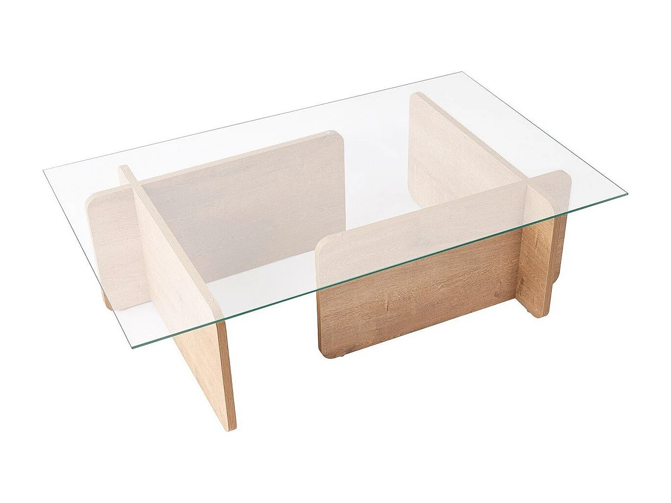 Table basse rectangulaire effet Chêne clair et verre 105 cm - Naelis