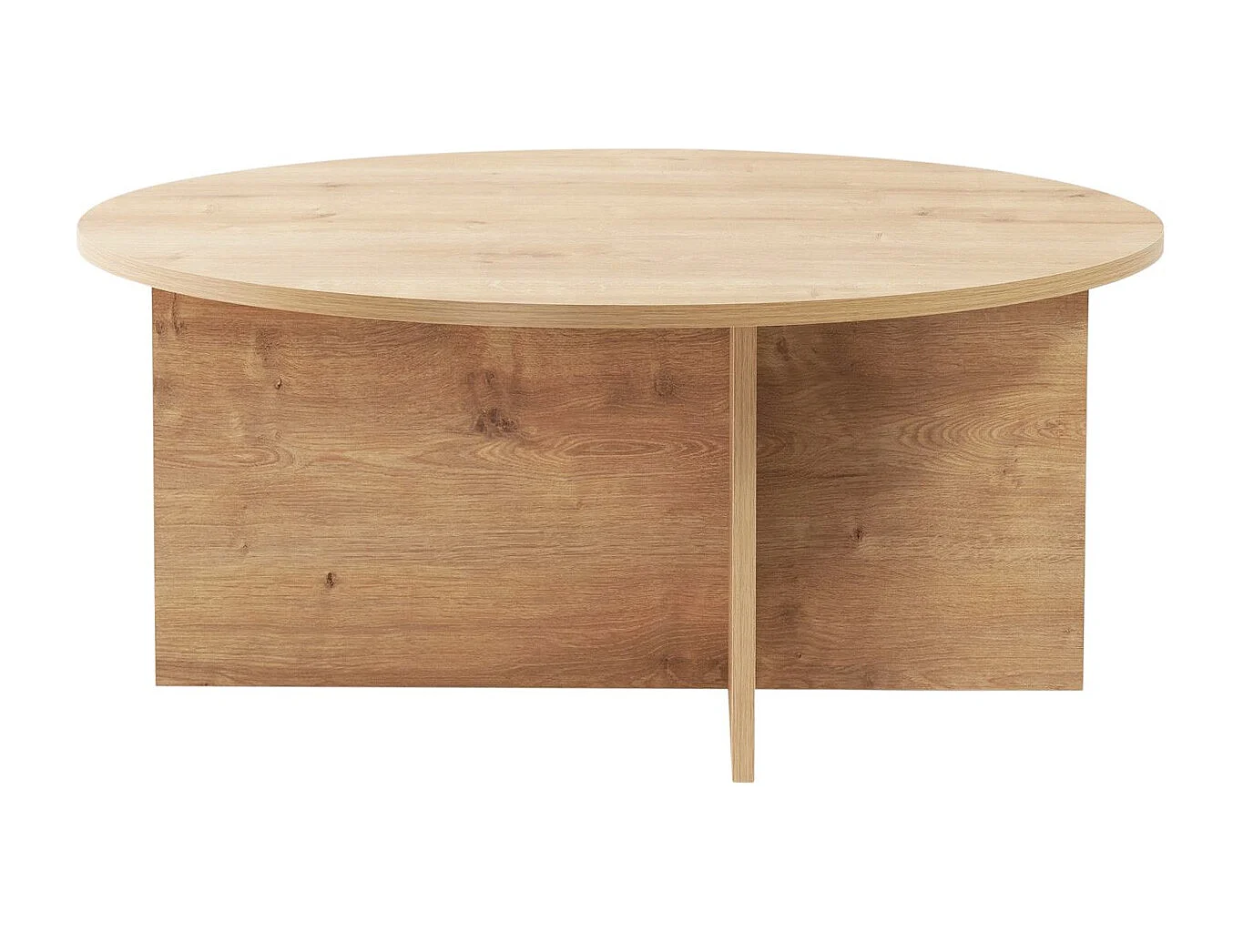 Table basse ronde effet Chêne clair Ø90 cm - Zelis