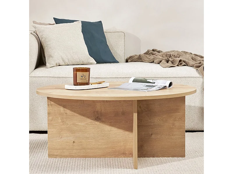 Table basse ronde effet Chêne clair Ø90 cm - Zelis