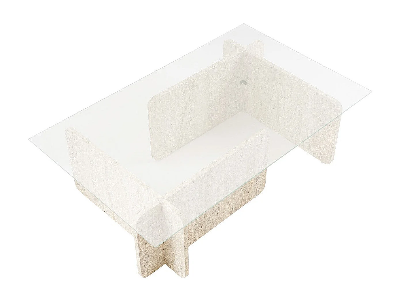 Table basse rectangulaire effet Travertin et verre 105 cm - Naelis