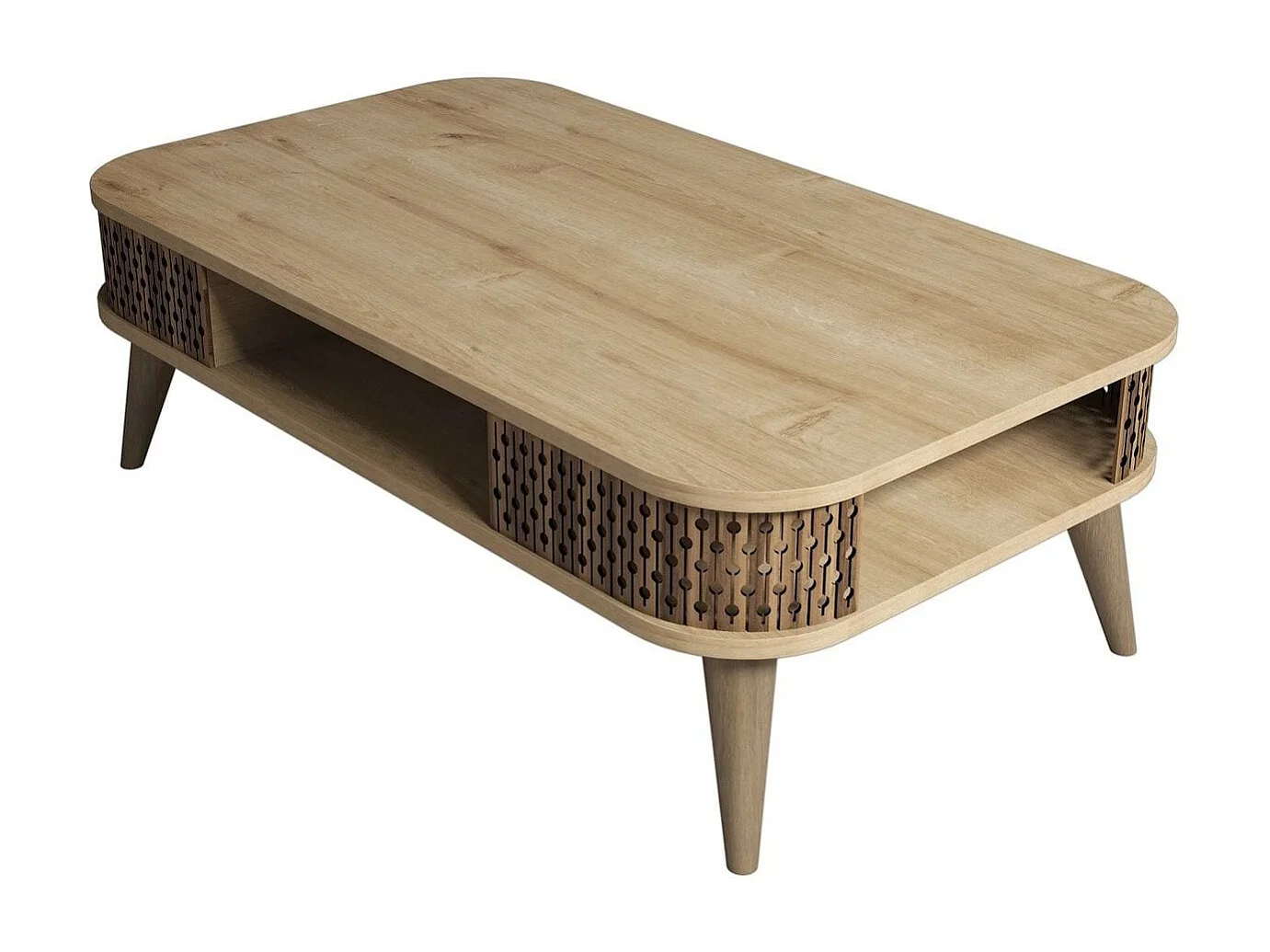 Table basse avec niche de rangement effet Chêne 105 cm - Etta