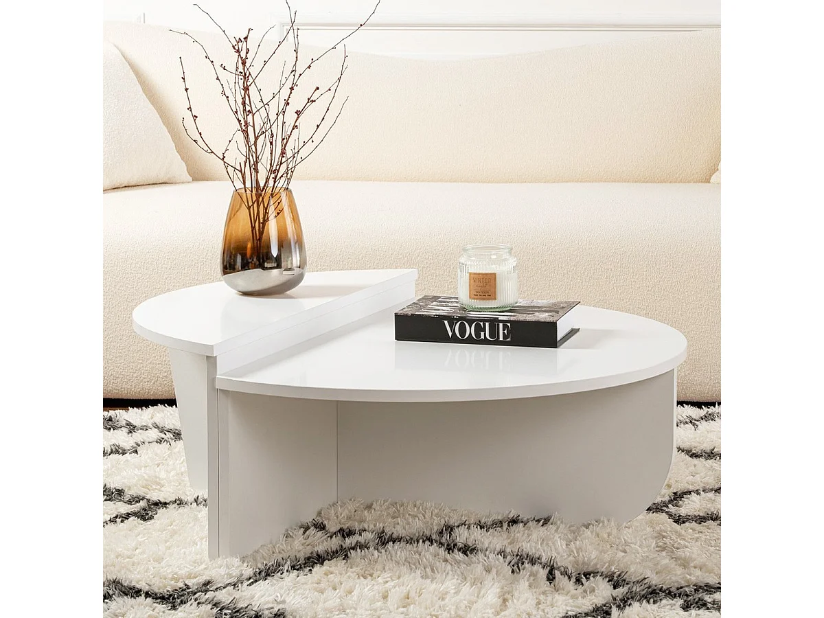 Table basse modulable ronde blanche Ø90 cm - Selma