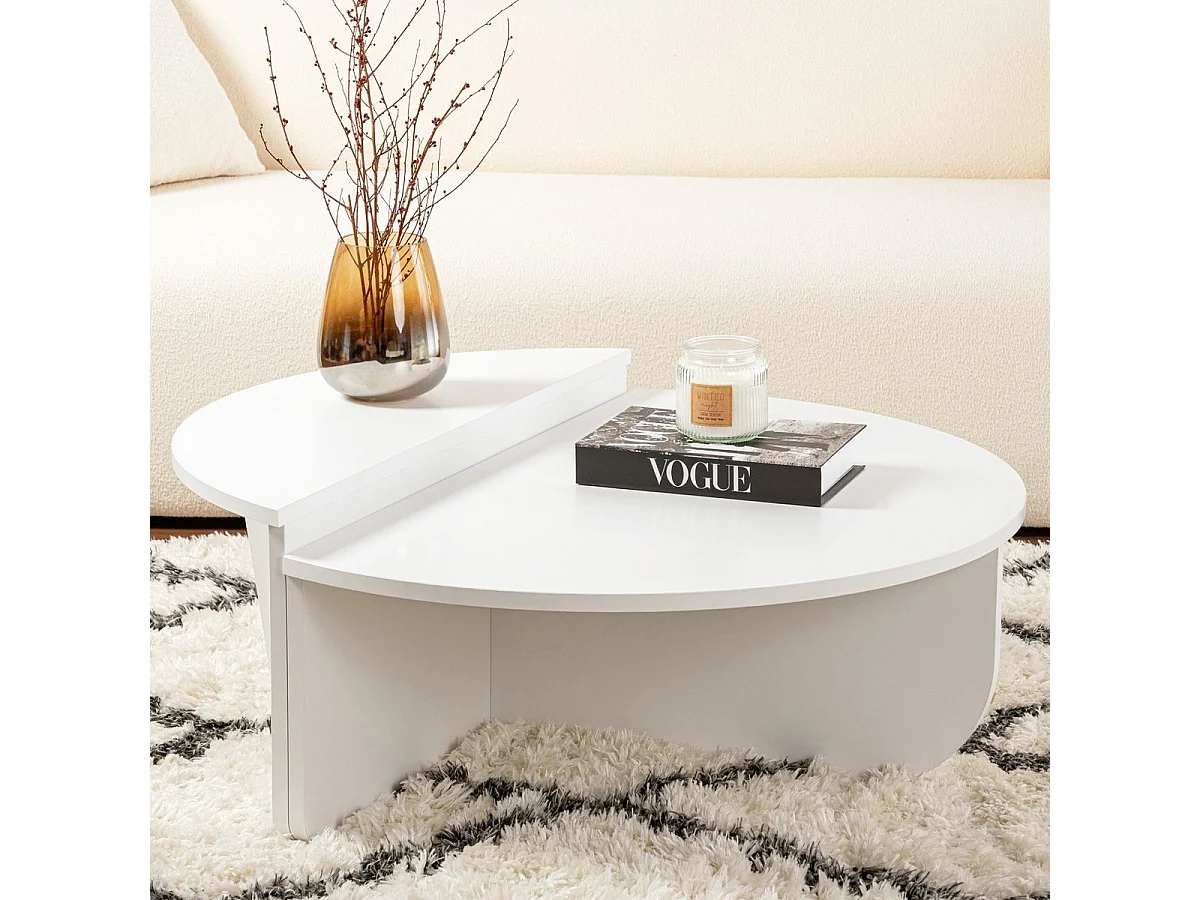 Table basse modulable ronde blanche Ø90 cm - Selma