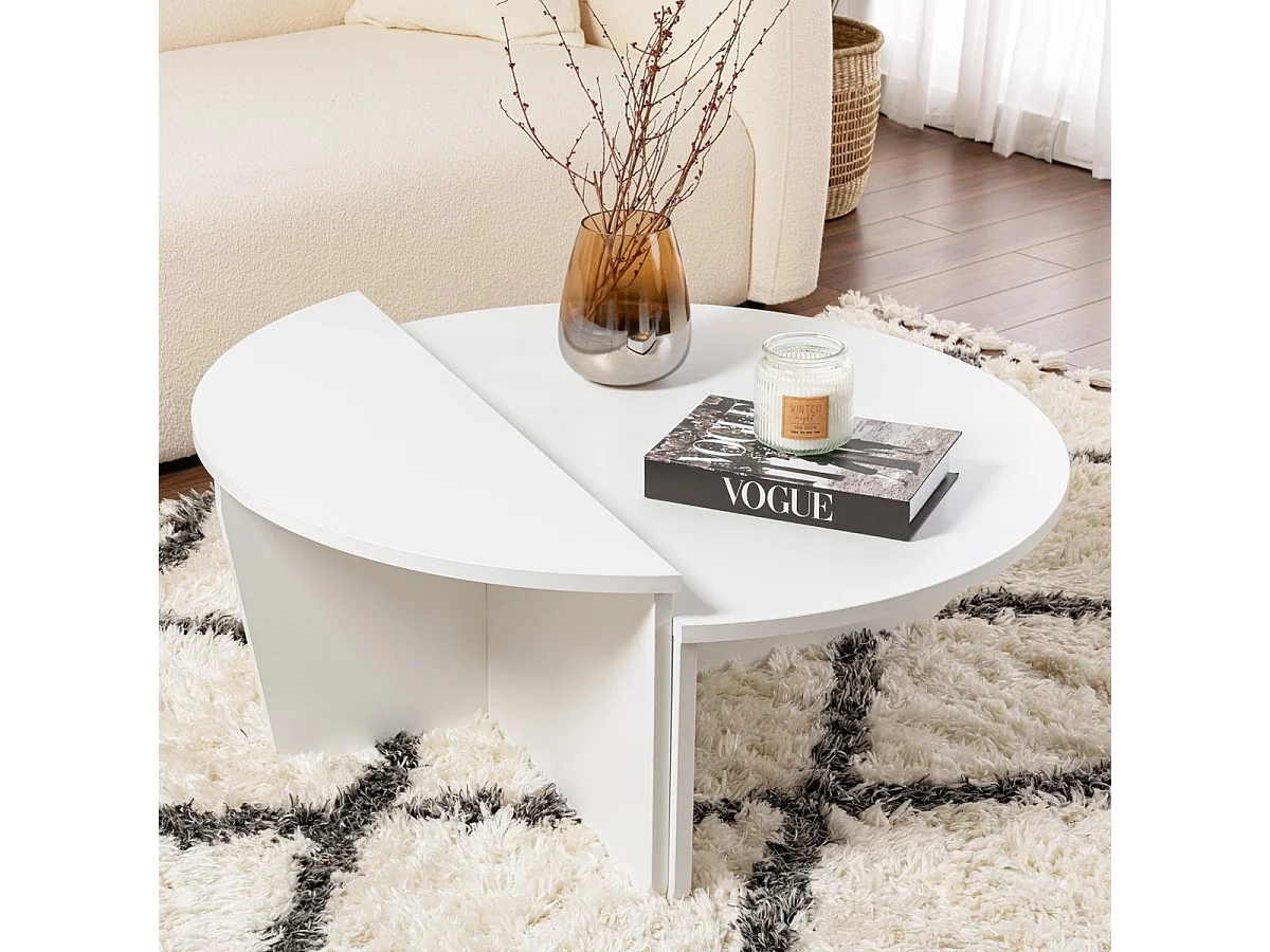 Table basse modulable ronde blanche Ø90 cm - Selma
