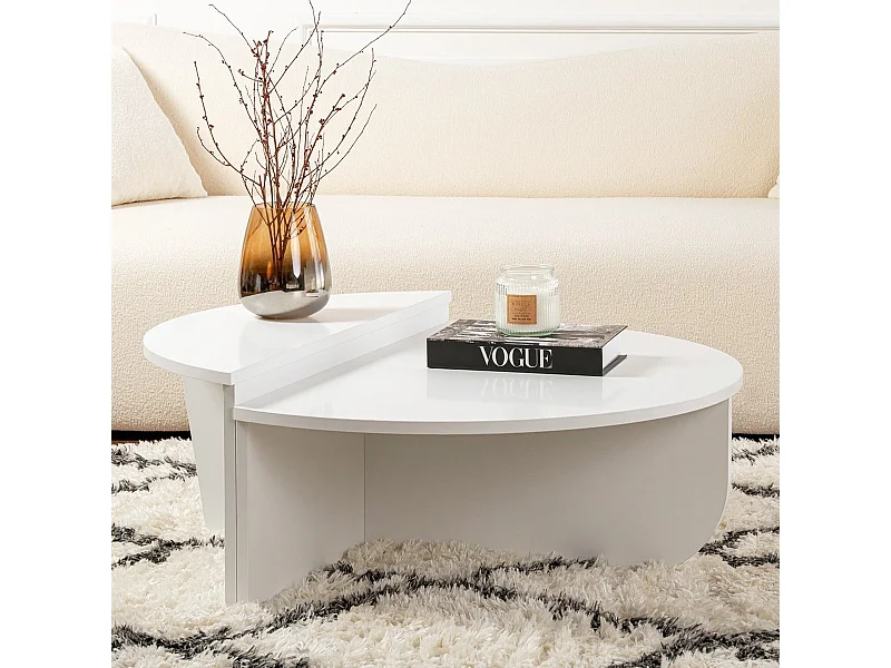 Table basse modulable ronde blanche Ø90 cm - Selma