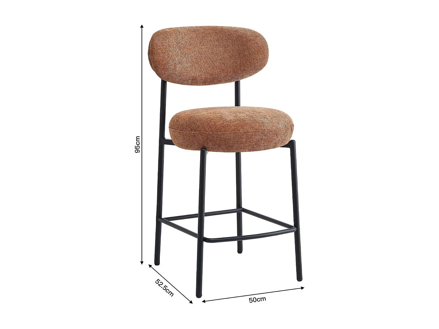 Lot de 2 tabourets de bar en tissu chenille terracotta - Orla