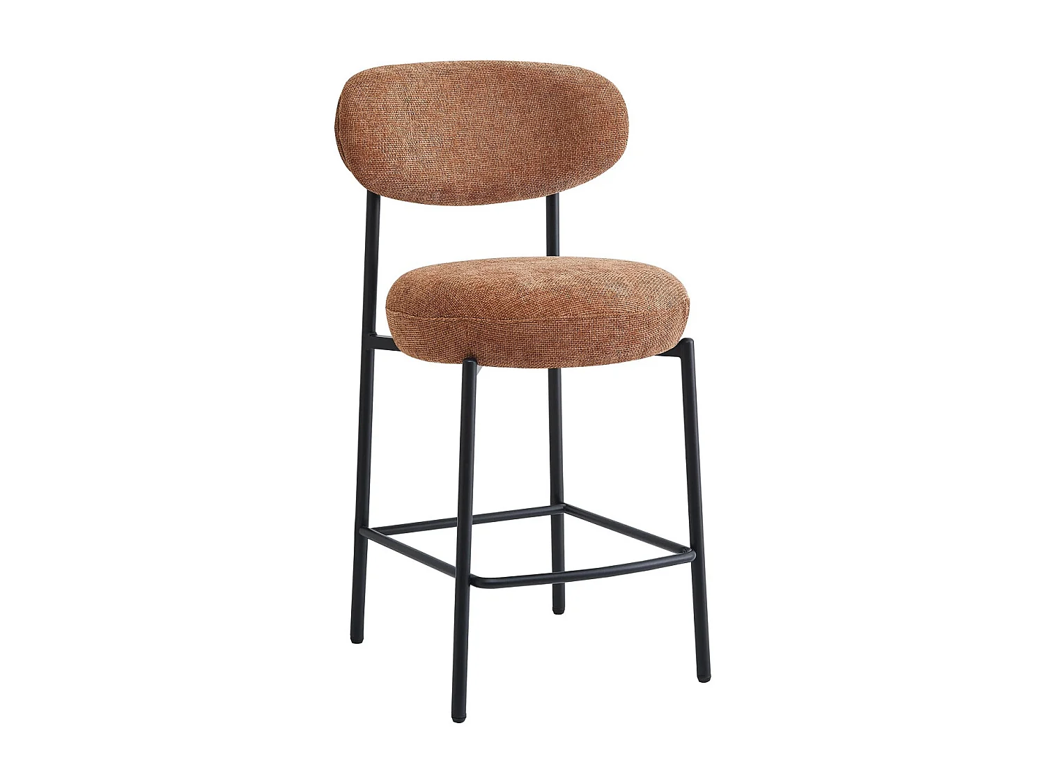 Lot de 2 tabourets de bar en tissu chenille terracotta - Orla