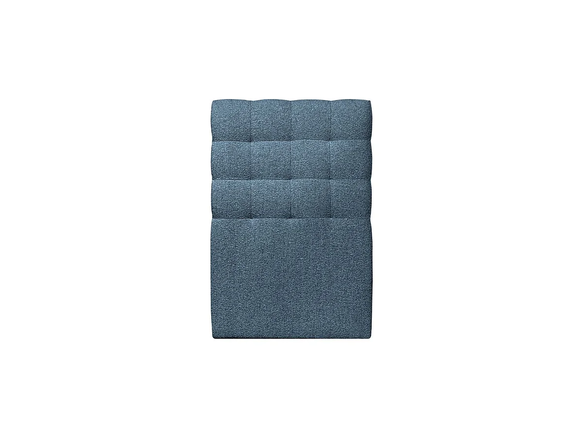 Lit 90x200cm avec tête de lit capitonnée bouclette et sommier kit Bleu - Hauteur totale : 29cm