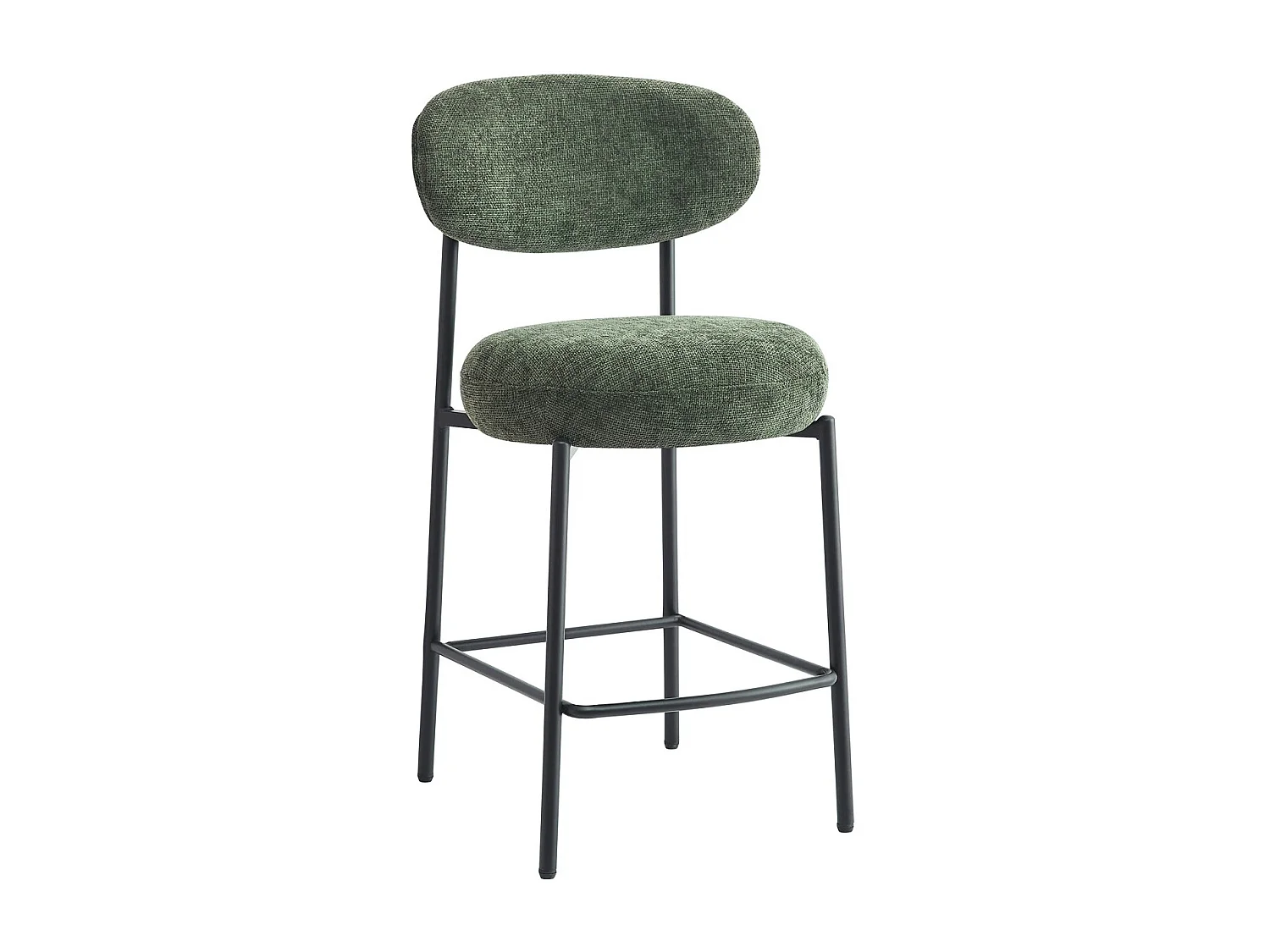 Lot de 2 tabourets de bar en tissu chenille vert - Orla