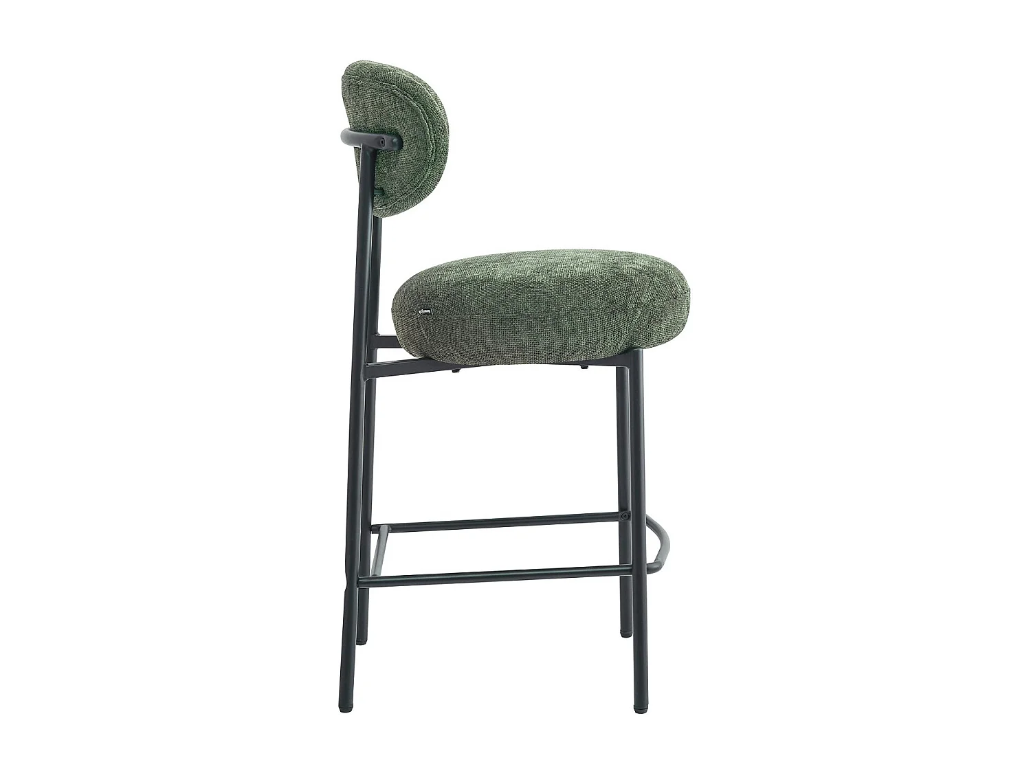 Lot de 2 tabourets de bar en tissu chenille vert - Orla