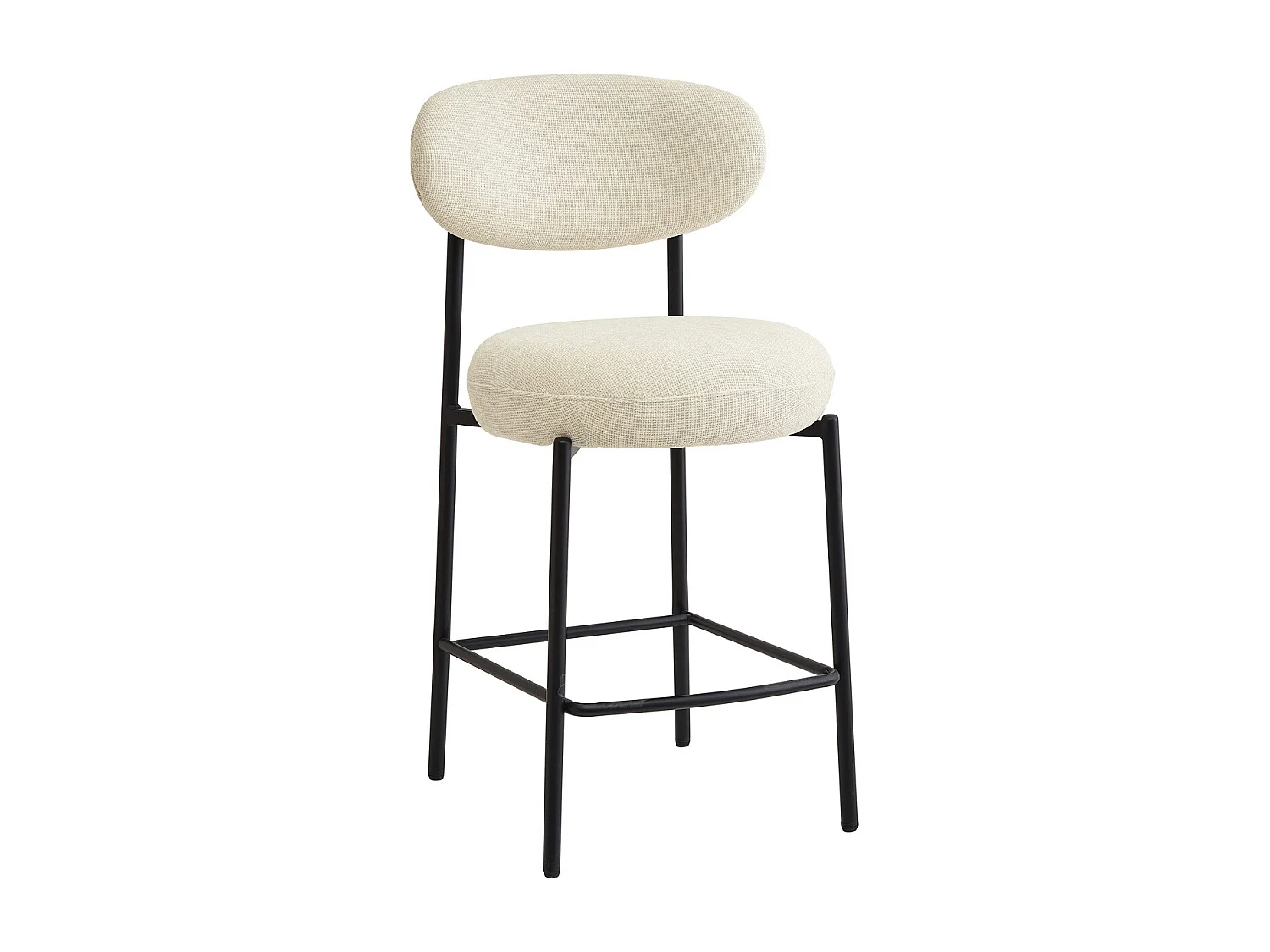 Lot de 2 tabourets de bar en tissu chenille beige - Orla