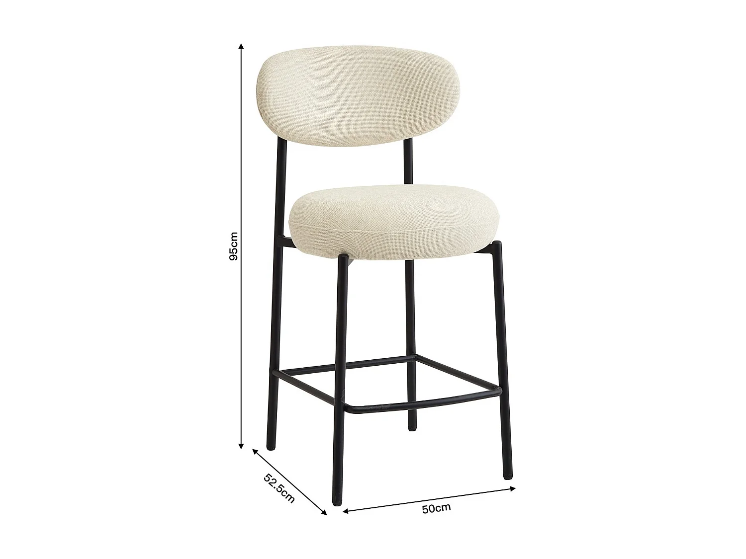 Lot de 2 tabourets de bar en tissu chenille beige - Orla