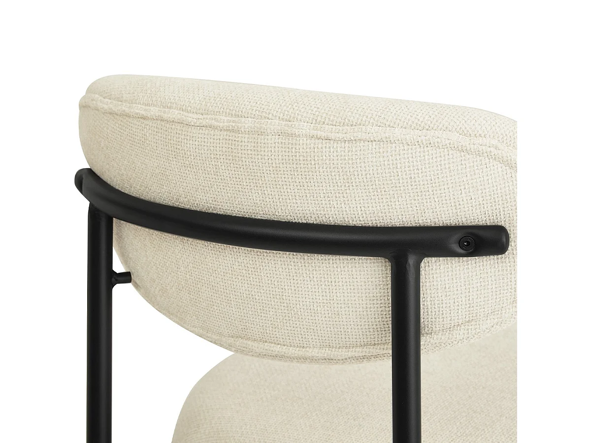 Lot de 2 tabourets de bar en tissu chenille beige - Orla