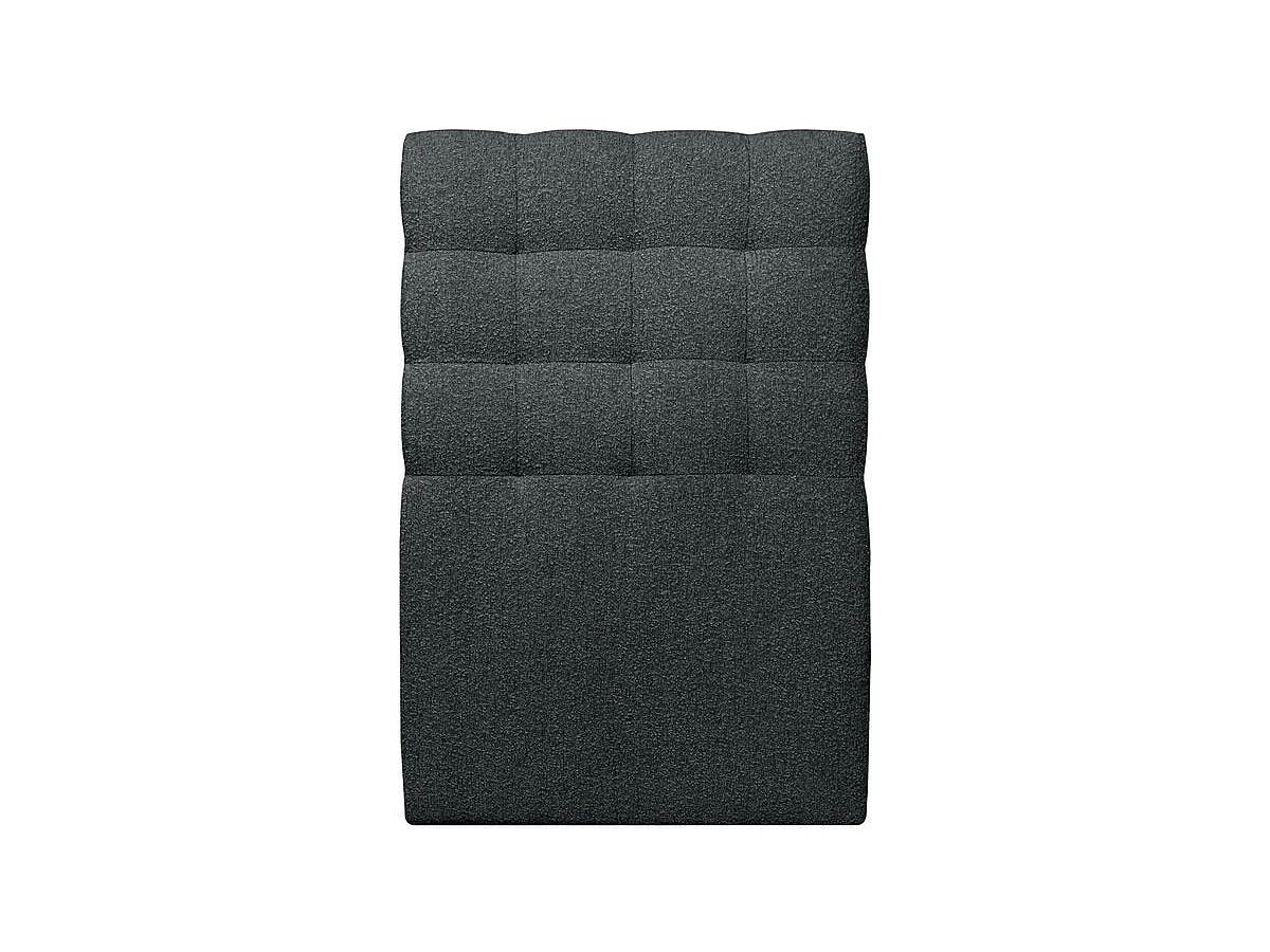 Lit 90x200cm avec tête de lit capitonnée bouclette et sommier kit Noir - Hauteur totale : 29cm