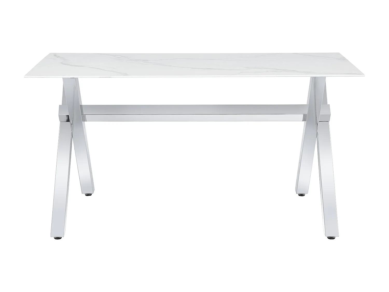 Table à Manger IXE – 150x90 cm – Chrome & Plateau Verre Trempé