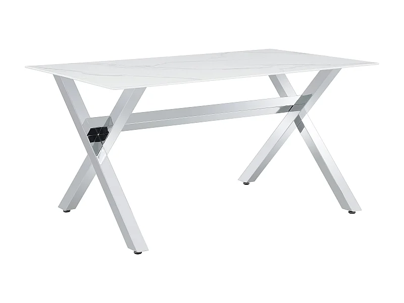 Table à Manger IXE – 150x90 cm – Chrome & Plateau Verre Trempé