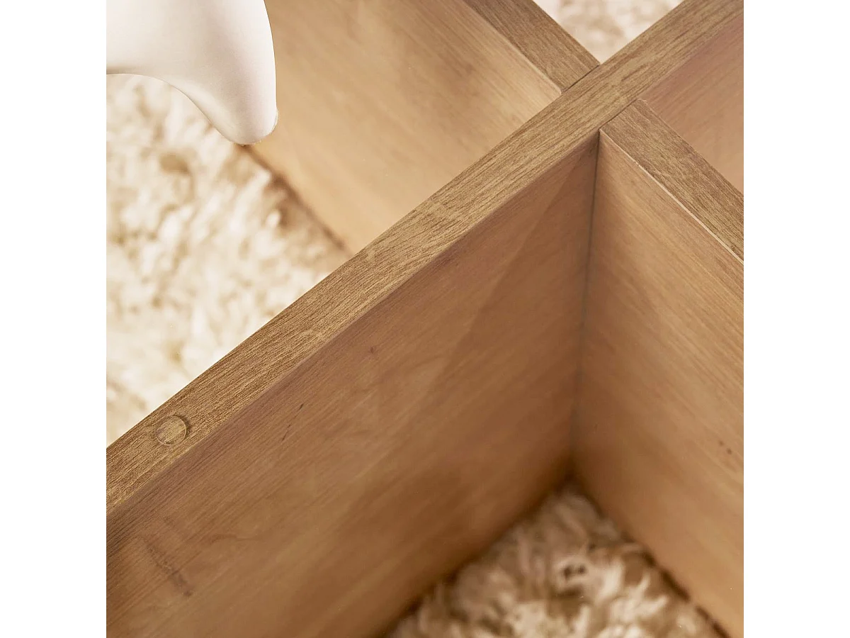 Table basse ronde effet Chêne clair et verre fumé Ø75 cm - Eolia