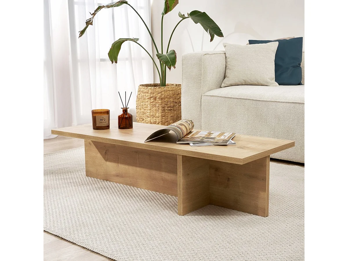 Table basse rectangulaire effet Chêne clair 120 cm - Arden