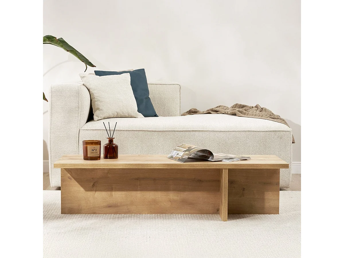 Table basse rectangulaire effet Chêne clair 120 cm - Arden