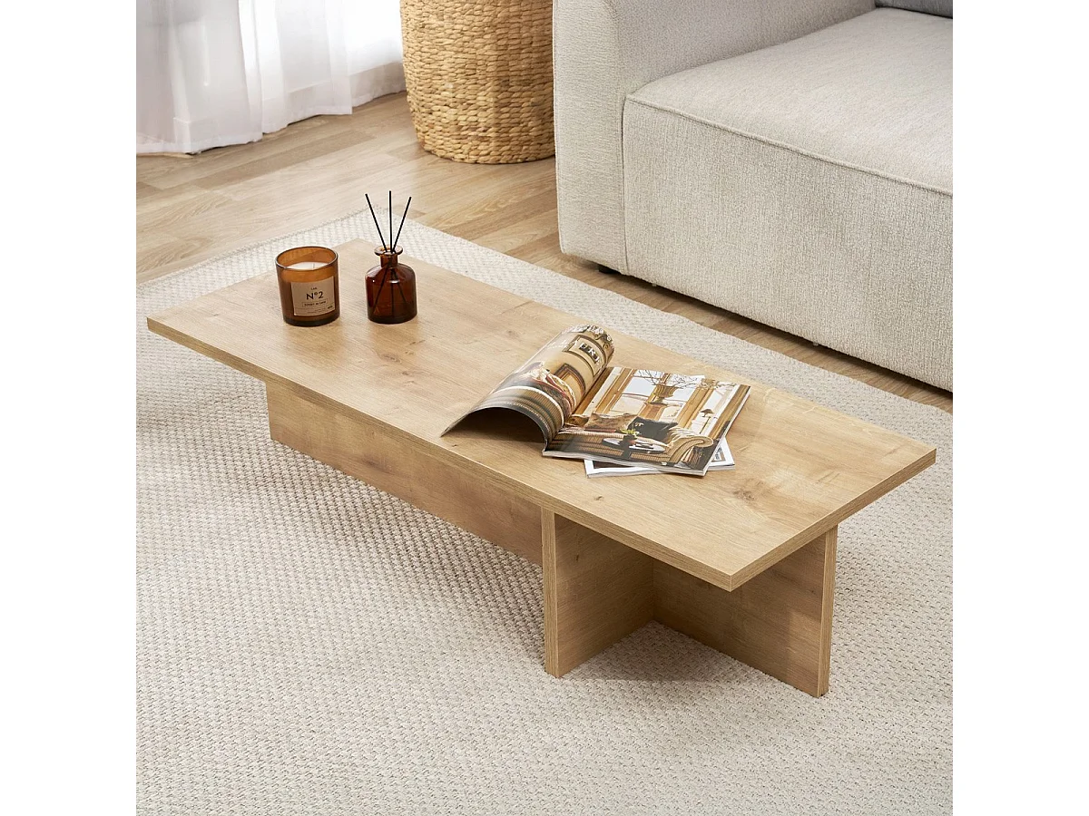 Table basse rectangulaire effet Chêne clair 120 cm - Arden