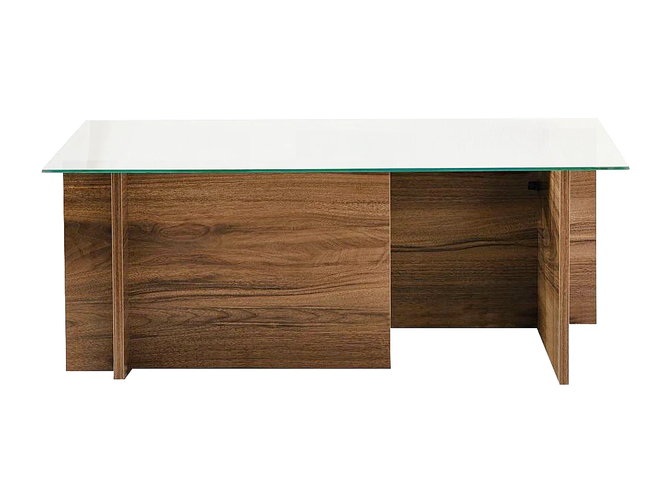 Table basse rectangulaire effet Noyer et verre 105 cm - Kael