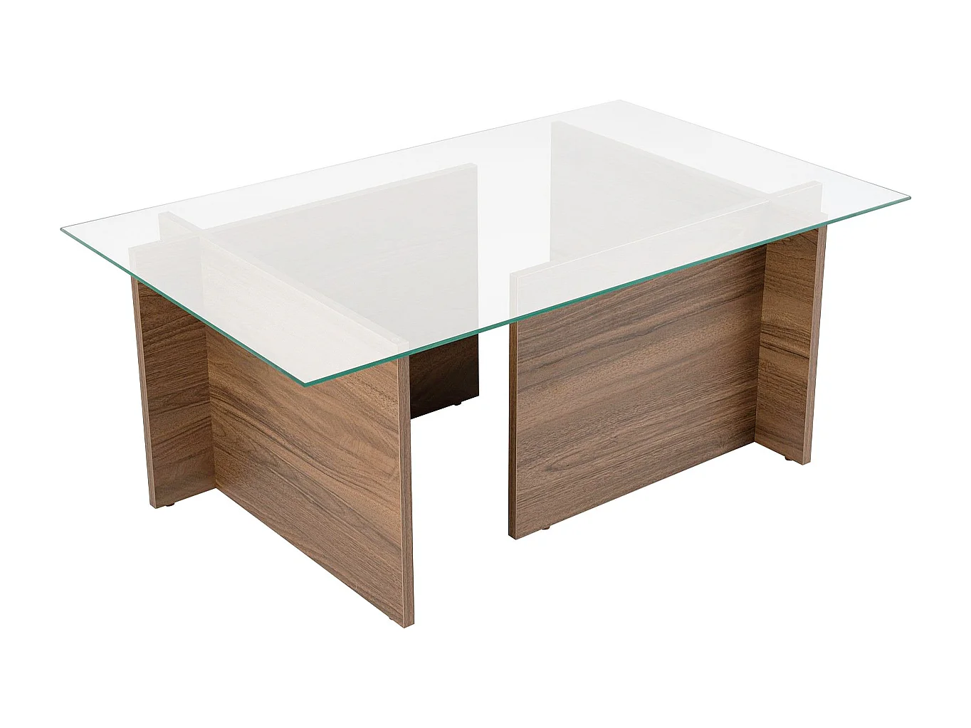 Table basse rectangulaire effet Noyer et verre 105 cm - Kael